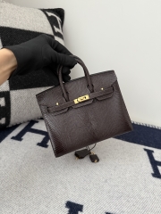 Birkin 20cm Lizard Leather Bag CC46 Ebene Gold Hardware