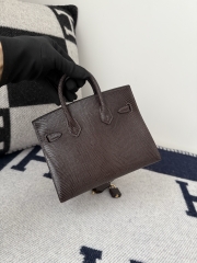 Birkin 20cm Lizard Leather Bag CC46 Ebene Gold Hardware