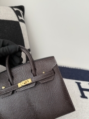 Birkin 20cm Lizard Leather Bag CC46 Ebene Gold Hardware
