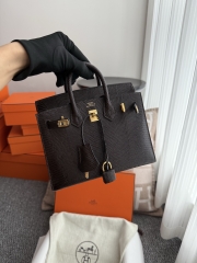 Birkin 20cm Lizard Leather Bag CC46 Ebene Gold Hardware