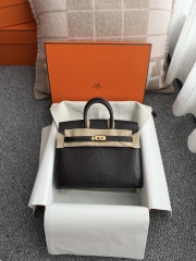 Birkin 20cm Lizard Leather Bag CC46 Ebene Gold Hardware