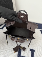 Birkin 20cm Lizard Leather Bag CC46 Ebene Gold Hardware