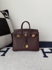 Birkin 25cm Platinum Togo Leather Bag with Gold Buckle