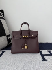 Birkin 25cm Platinum Togo Leather Bag with Gold Buckle