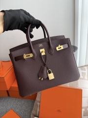 Birkin 25cm Platinum Togo Leather Bag with Gold Buckle