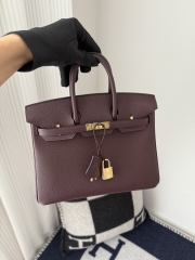 Birkin 25cm Platinum Togo Leather Bag with Gold Buckle