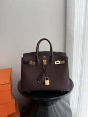 Birkin 25cm Platinum Togo Leather Bag with Gold Buckle