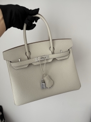 Birkin 30cm Platinum Togo Cowhide in Glacier White with Silver Hardware