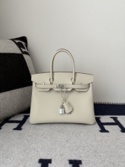 Birkin 30cm Platinum Togo Cowhide in Glacier White with Silver Hardware