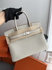 Birkin 30cm Platinum Togo Cowhide in Glacier White with Silver Hardware