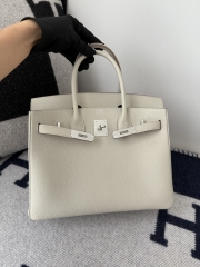 Birkin 30cm Platinum Togo Cowhide in Glacier White with Silver Hardware