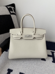 Birkin 30cm Platinum Togo Cowhide in Glacier White with Silver Hardware