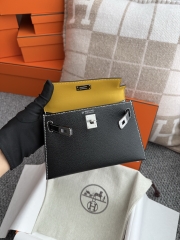 Kelly Mini II Chevre Goat Leather Black Amber