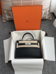 Kelly Mini II Chevre Goat Leather Black Amber