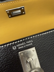 Kelly Mini II Chevre Goat Leather Black Amber