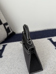 Kelly Mini II Chevre Goat Leather Black Amber
