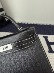 Kelly Mini II Chevre Goat Leather Black Amber