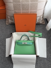 Mini Kelly 19cm Shiny Alligator Crocodile Handbag
