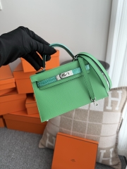 Mini Kelly 19cm Shiny Alligator Crocodile Handbag