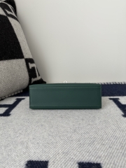Kelly Pochette 22cm Green Swift Leather with Silver Hardware