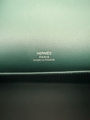 Kelly Pochette 22cm Green Swift Leather with Silver Hardware