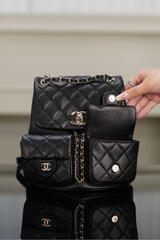 Channel Duma 23P New Black Leather Backpack