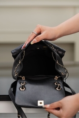 Channel Duma 23P New Black Leather Backpack