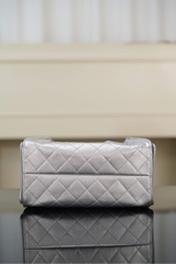Chanel 25s Small Hobo Drawstring Bucket Bag Silver