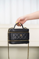 Chanel 25A Dual Layer Makeup Bag Black Gold