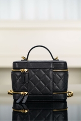 Chanel 25A Dual Layer Makeup Bag Black Gold