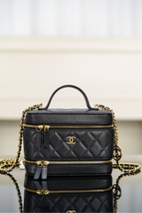 Chanel 25A Dual Layer Makeup Bag Black Gold