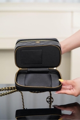 Chanel 25A Dual Layer Makeup Bag Black Gold