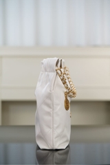Channel 22P Spring Summer New Small White Handbag with Gold Buckle