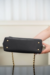 Chanel 25s Handbag Black Gold Large