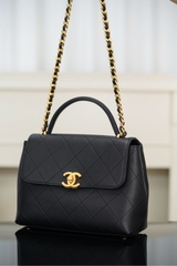 Chanel 25s Handbag Black Gold Large
