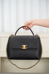 Chanel 25s Handbag Black Gold Large