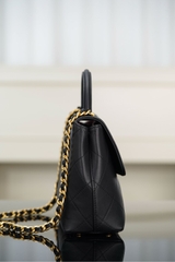 Chanel 25s Handbag Black Gold Large