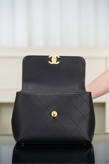 Chanel 25s Handbag Black Gold Large