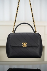 Chanel 25s Handbag Black Gold Large