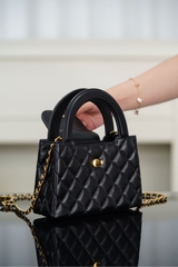 Chanel 25A Large Black Gold Lambskin Handbag