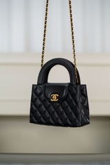 Chanel 25A Large Black Gold Lambskin Handbag
