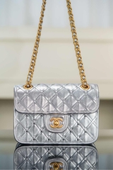 Chanel 25c CF Woven Chain Bag Silver