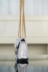 Chanel 25c CF Woven Chain Bag Silver