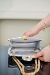 Chanel 25c CF Woven Chain Bag Silver