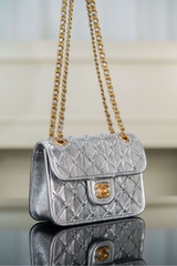 Chanel 25c CF Woven Chain Bag Silver