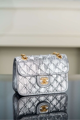 Chanel 25c CF Woven Chain Bag Silver