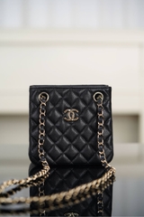 Chanel 25C Mini Tote Black Gold Lychee