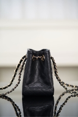 Chanel 25C Mini Tote Black Gold Lychee