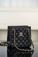 Chanel 25C Mini Tote Black Gold Lychee