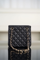 Chanel 25C Mini Tote Black Gold Lychee